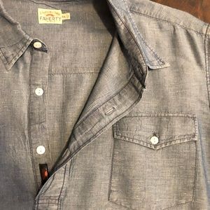 Faherty Half-Button Denim Short Sleeve Shirt